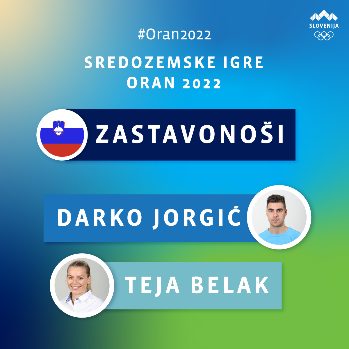 Zastavo na otvoritvi SI Oran 2022 bosta nosila Teja Belak in Darko Jorgić